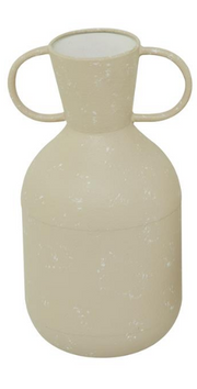 Beige metal vase with handles