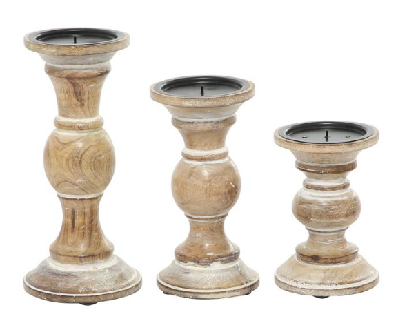 Light brown wood candle holder
