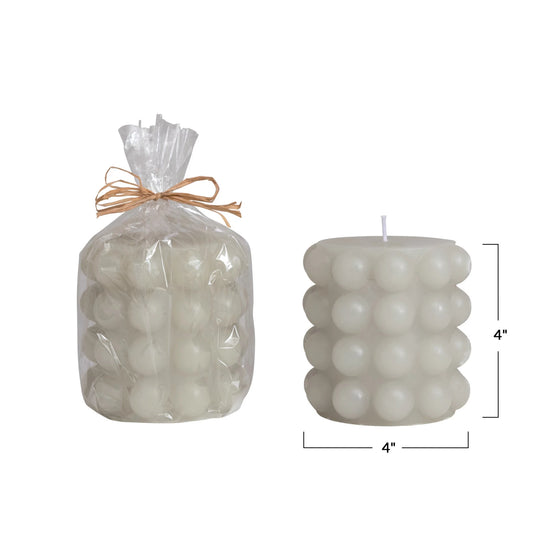 Short Unscented Hobnail Candle | Green