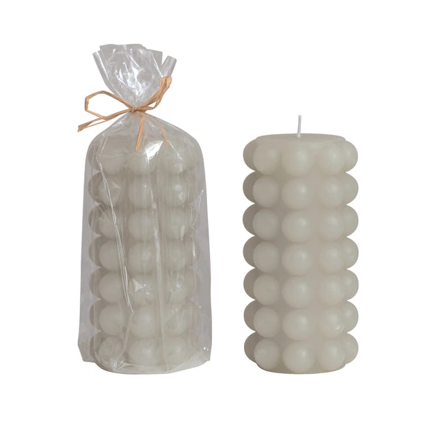 Tall Unscented Hobnail Candle | Green