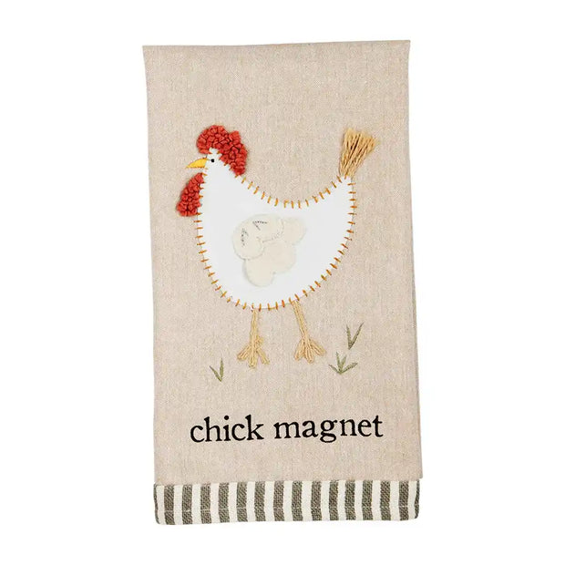 Chick Magnet Appliquéd Tea Towel