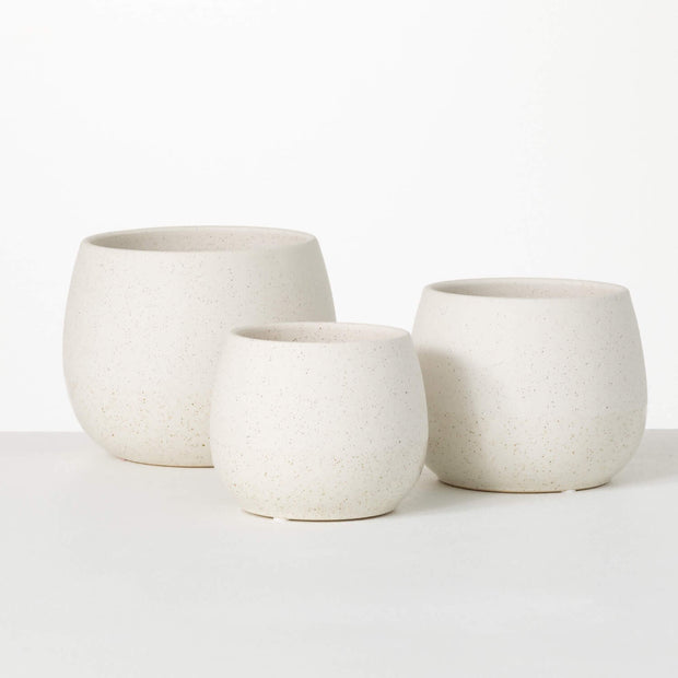 Cream Speckled Round Pot | Pick Your Size