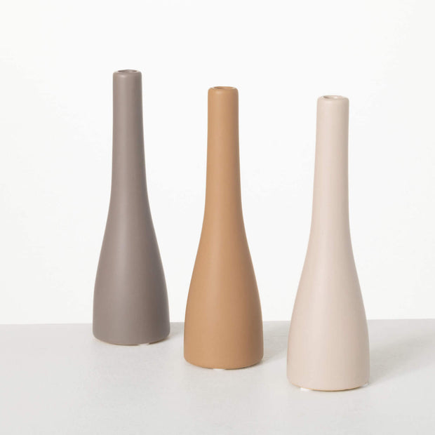Warm Matte Slim Vases | 3 Assorted