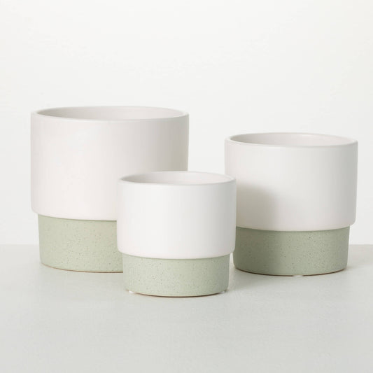 White & Speckled Green Two-Toned Pot | Pick Your Size