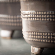 Grey Beaded Textured Footed Pots | 2 Assorted