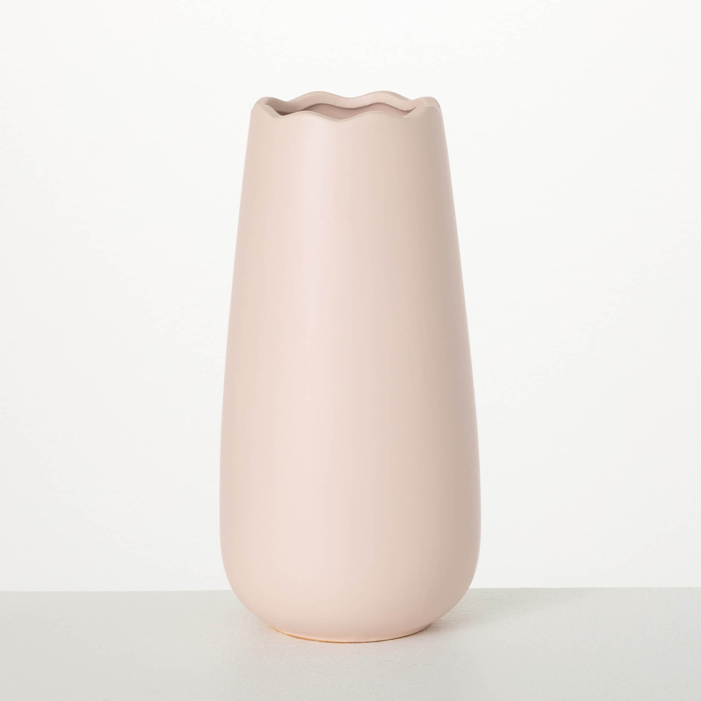 Matte Blush Scalloped Vase