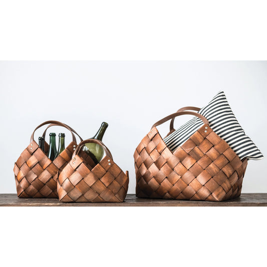 Woven Baskets with Handles | 3 Assorted