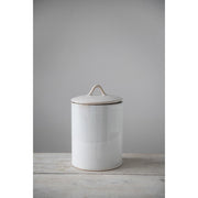 White Stoneware Canister with Reactive Glaze
