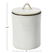 White Stoneware Canister with Reactive Glaze