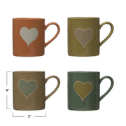 Handmade Stoneware Heart Mug | 4 Colors Available