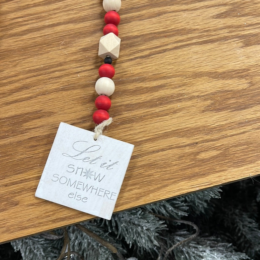 Red & Natural Bead Short Garland with Tags | 3 Assorted