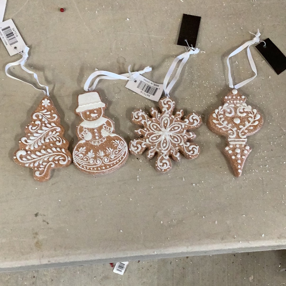 Glittered Gingerbread Ornaments | 4 Assorted