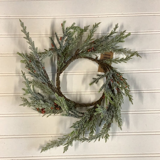 Red berry fir candle ring wreath