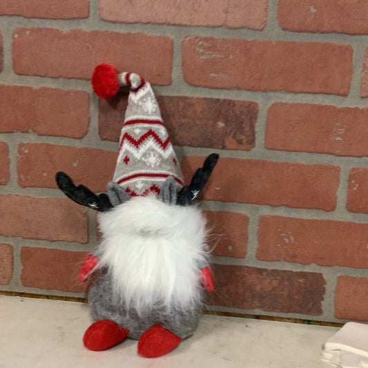 Red & White Sweater Hat Gnome with Antlers