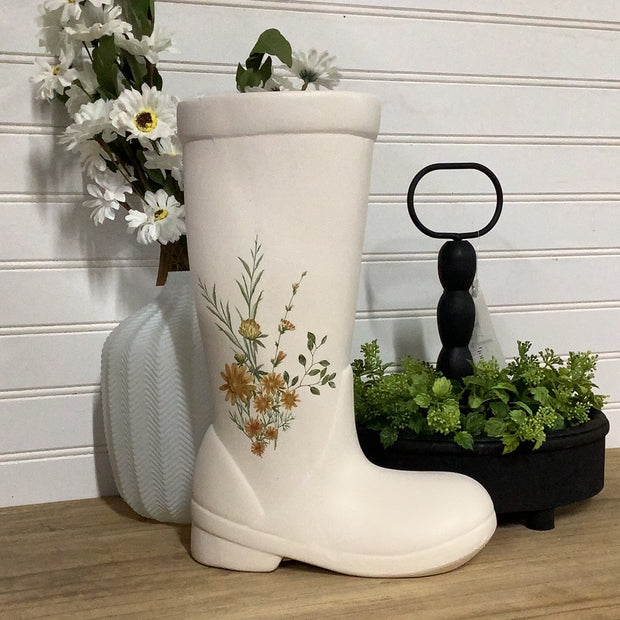 White resin sunflower boot