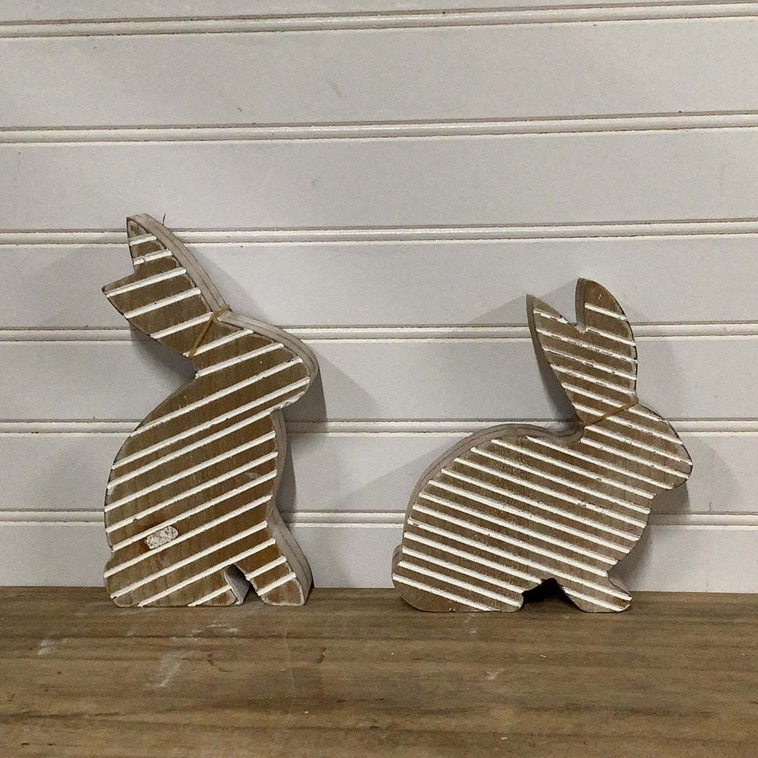 Carved Stripe Wood Bunny Cutouts | Pick Your Style