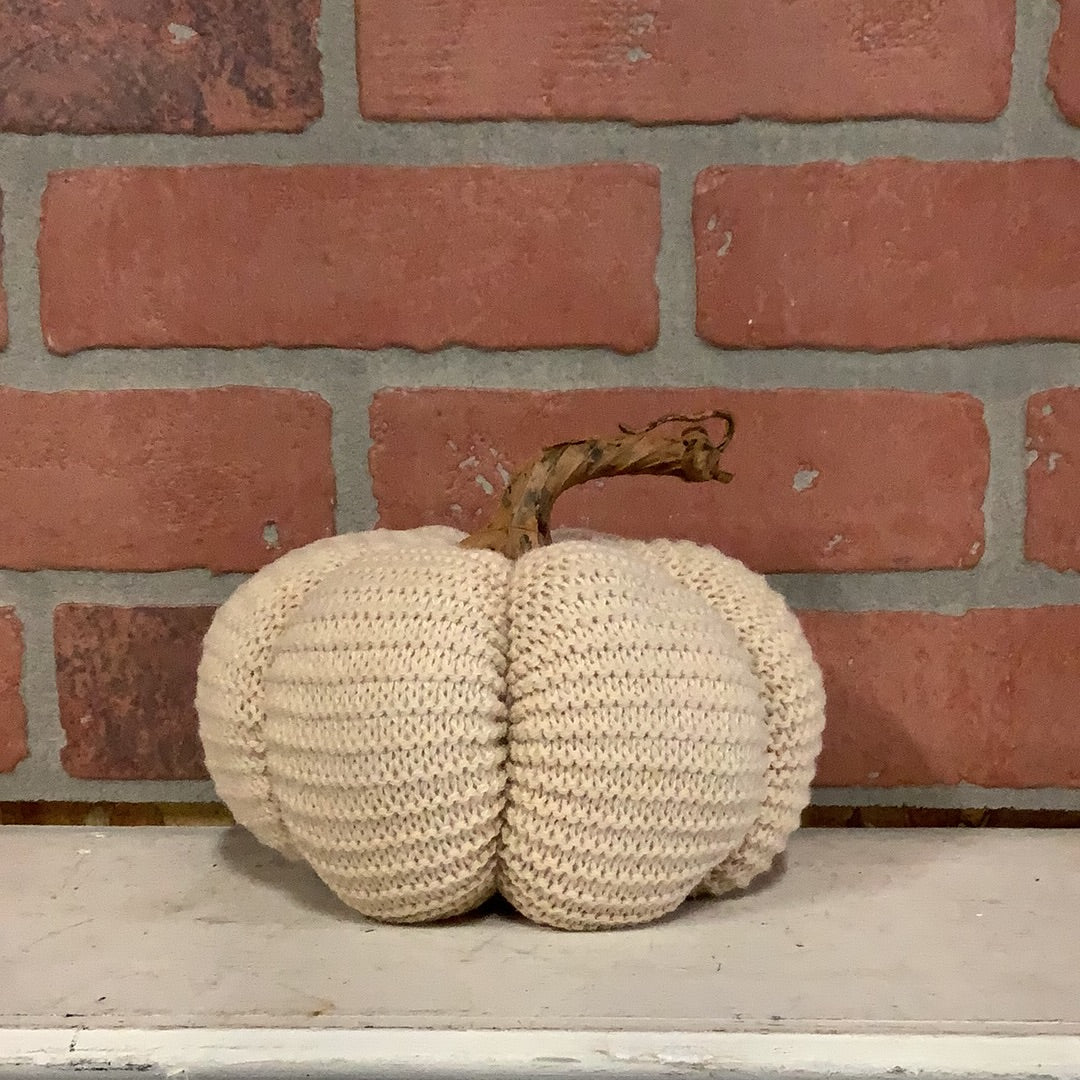 Large tan knit pumpkin