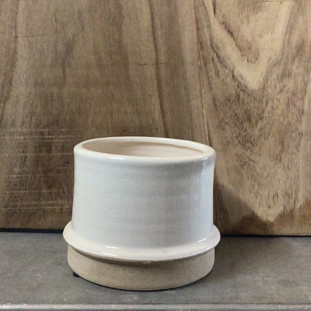 Cream & Beige 2-Tone Ceramic Pot