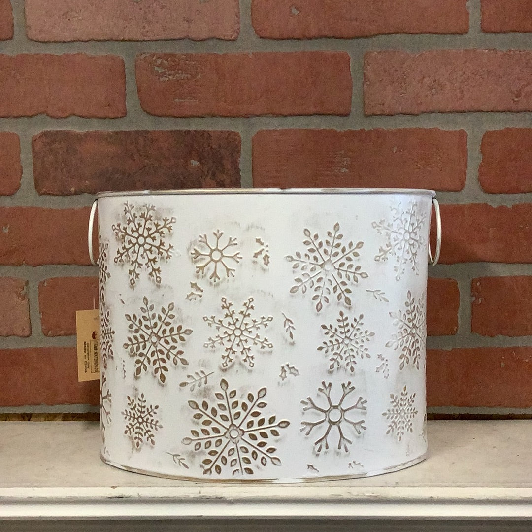 White & gold snowflake oval buckets