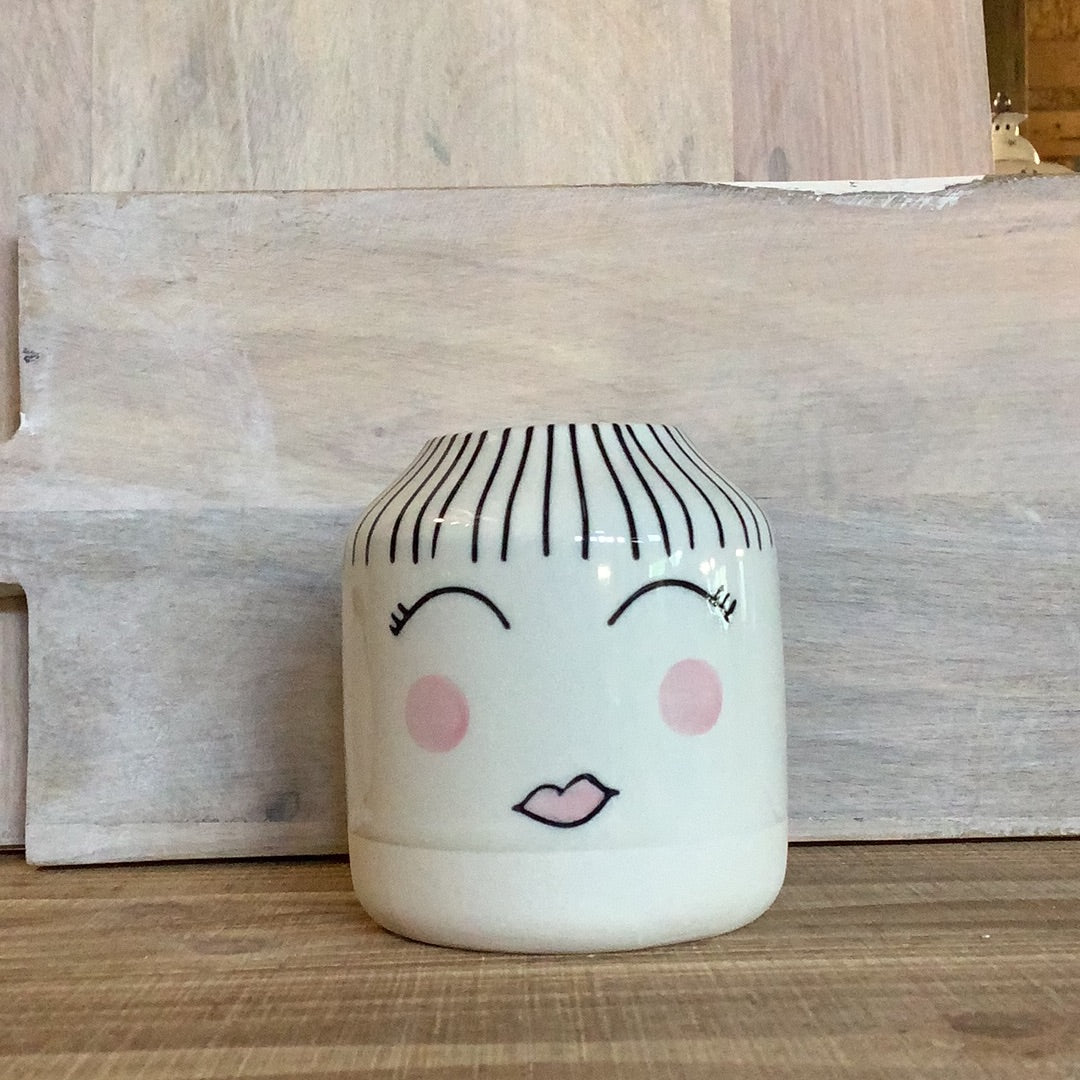 Ladie Face Pot with Hair