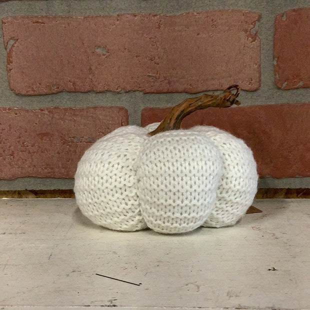 Small white knit pumpkin