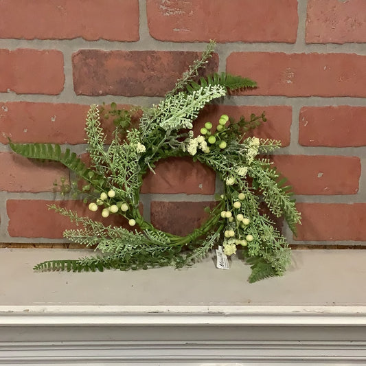 Faux Fern and Berry Candle Ring