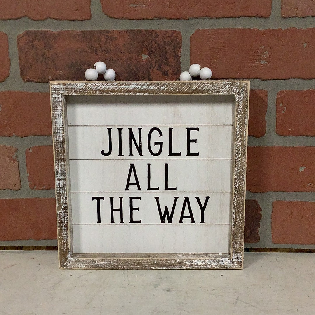 Jingle, joy, merry block signs