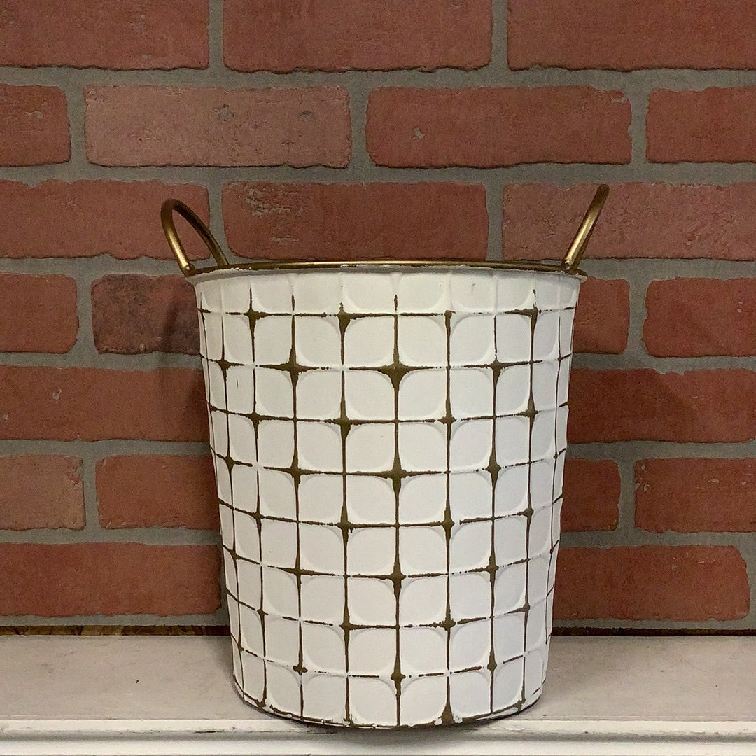 Gold and White Planter Bucket