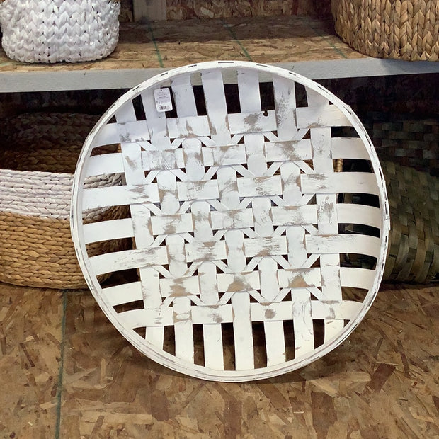 Large white round tobacco basket