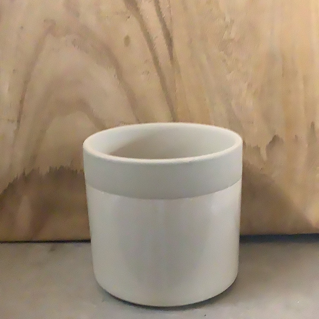 Large Beige 2-Tone Pot w/ Crackle
