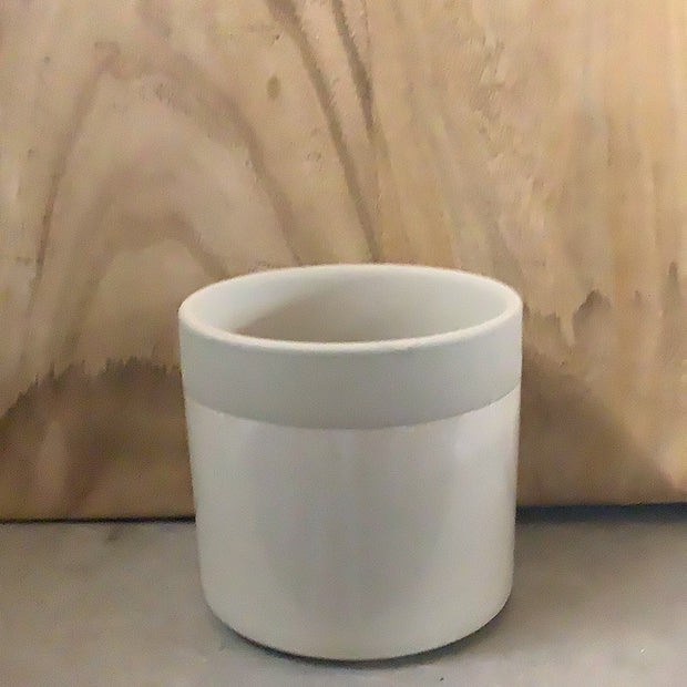 Large Beige 2-Tone Pot w/ Crackle