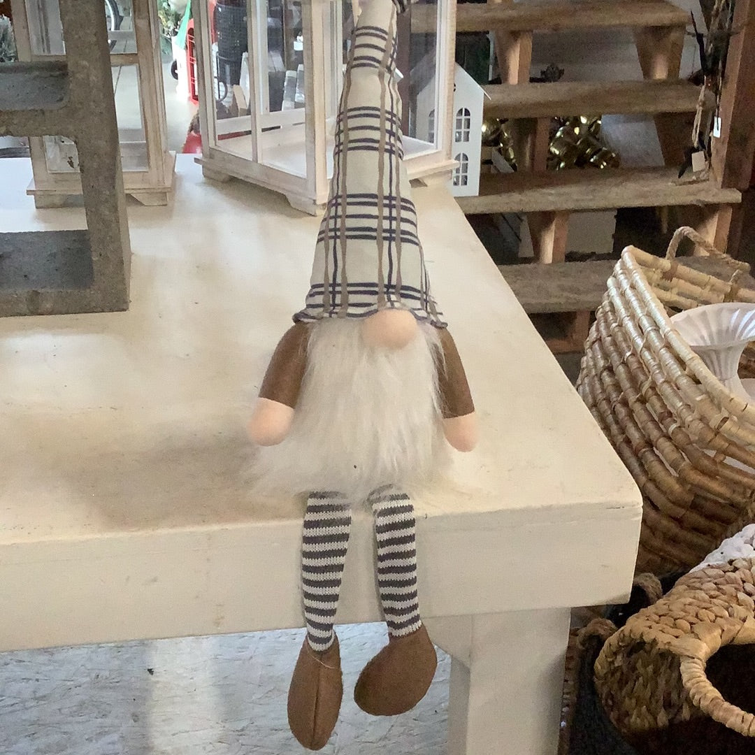 Brown Legs/Arms Gnome with Grey and Brown Stripe Hat