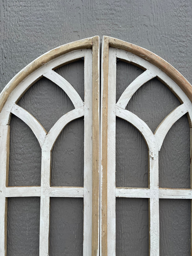 White Bari Wood Church Windows | Set of 2