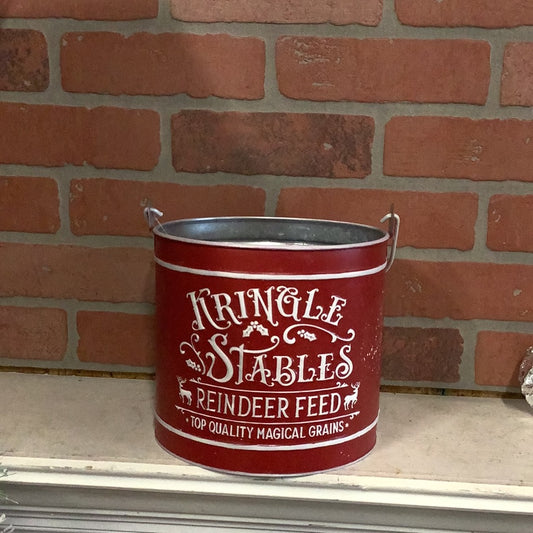 "Kringle Stables" Metal Buckets | 2 Assorted