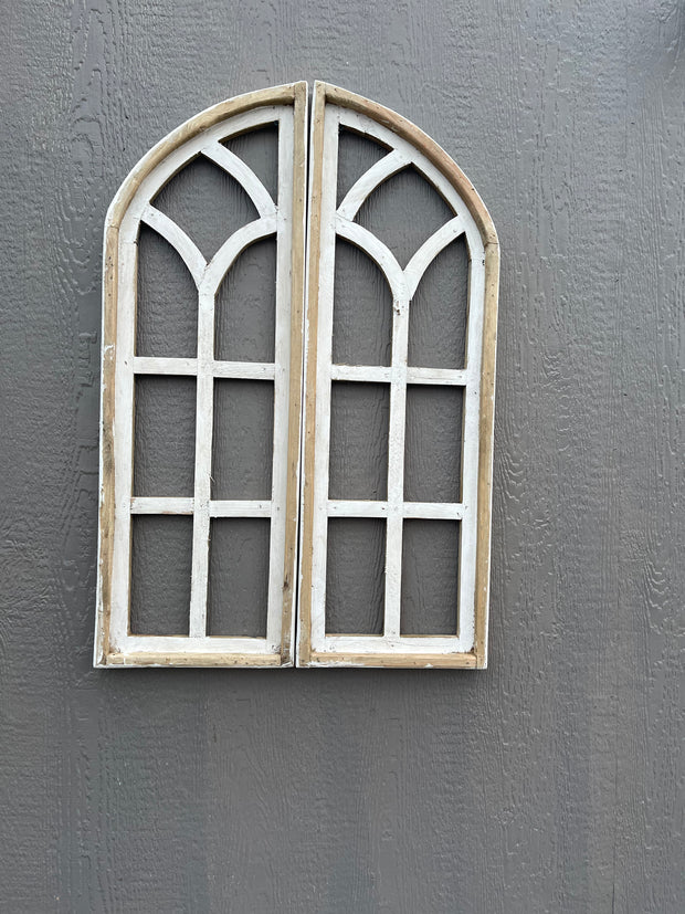White Bari Wood Church Windows | Set of 2