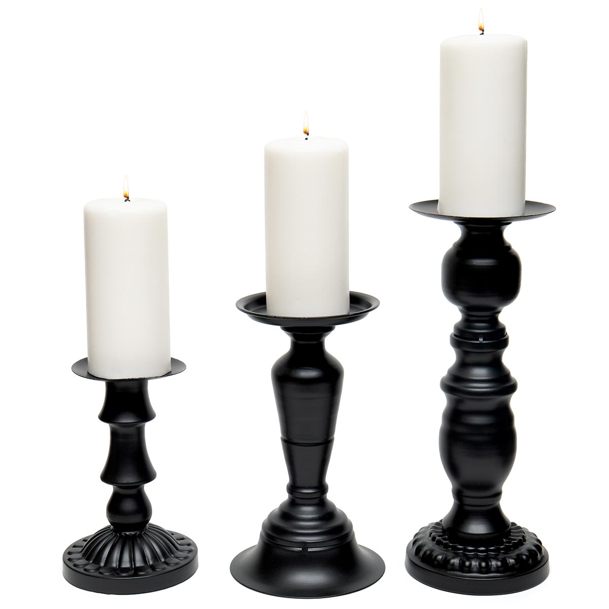 Matte Black Metal Candle Holder | Small