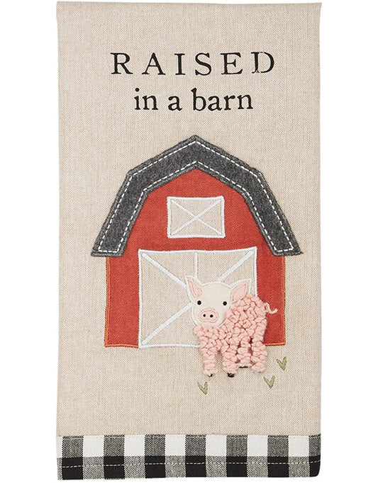 Raised in a Barn Pig Tea Towel