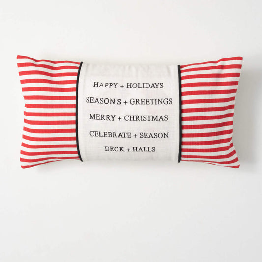 Happy Holidays Striped Pillow