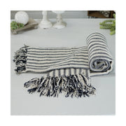 Blue And Beige Striped Throw